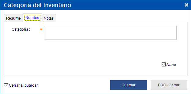 Categorías del Inventario - Abarrotes punto de venta