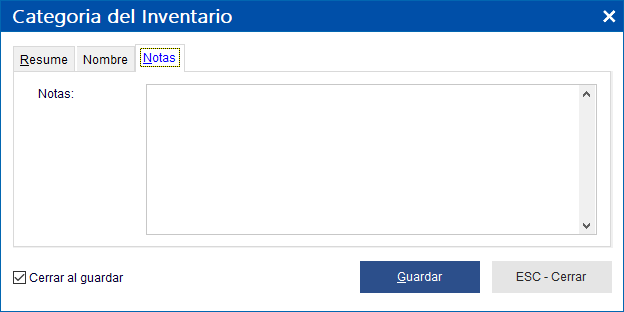 Categoria del Inventario - Abarrotes punto de venta