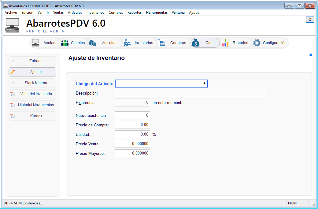 Ajuste de inventario - Abarrotes punto de venta (AbarrotesPDV)